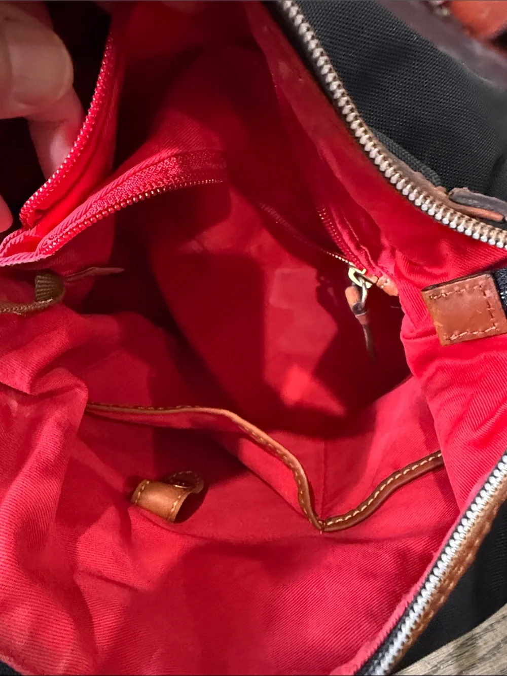 Dooney & Bourke vintage Black Nylon Hobo with Brown Leather Trim